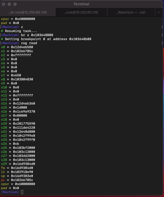 Breakpoints and Reading Registers